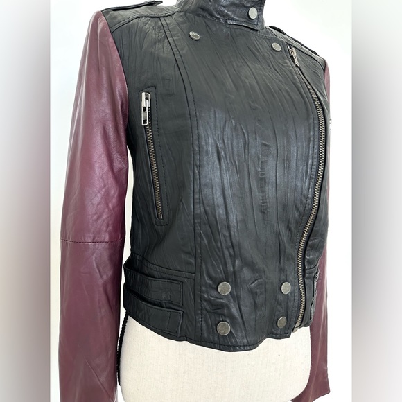 Walter Baker Vikki Two Toned Motorcycle Leather Jacket - Picture 7 of 16